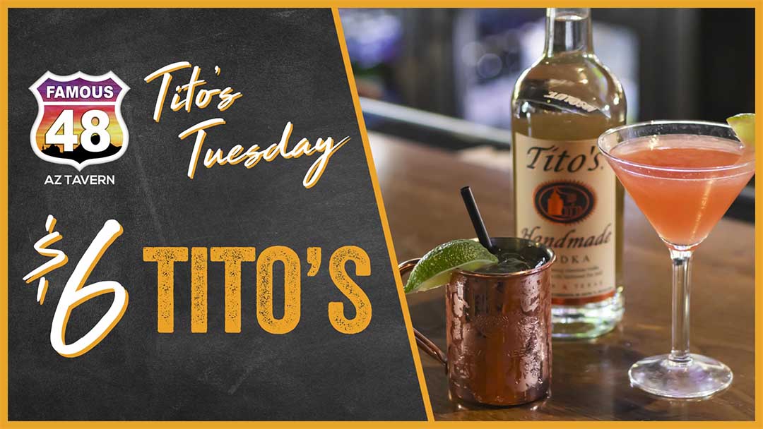Tito Tuesday Drink Special at bar in Scottsdale